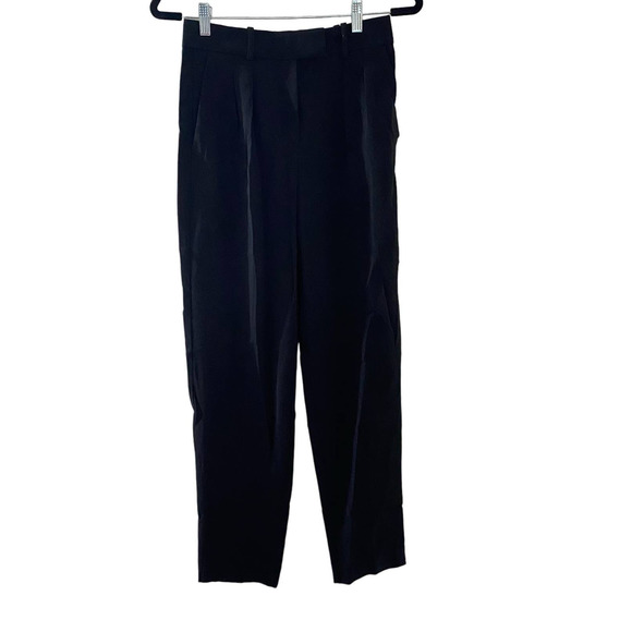 Babaton Fletcher Black Pleated High Waisted Wide Leg Crepe Pants 2 - Picture 2 of 10